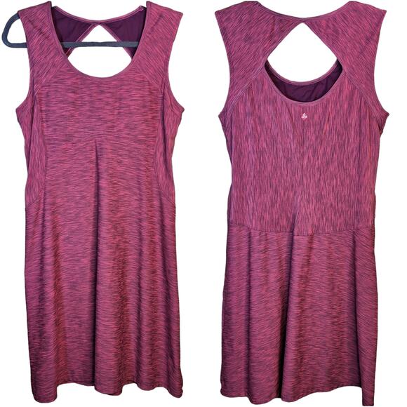 PrAna Calico Magenta athletic back cut out dress M built in bra pink stretchy - Picture 2 of 5